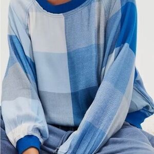 Free People Blue Plaid Sweater